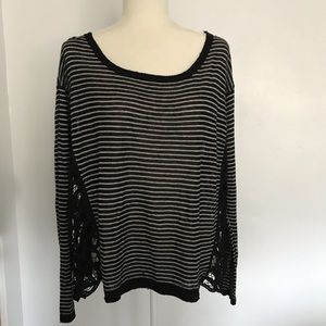 Free People Striped lace Top